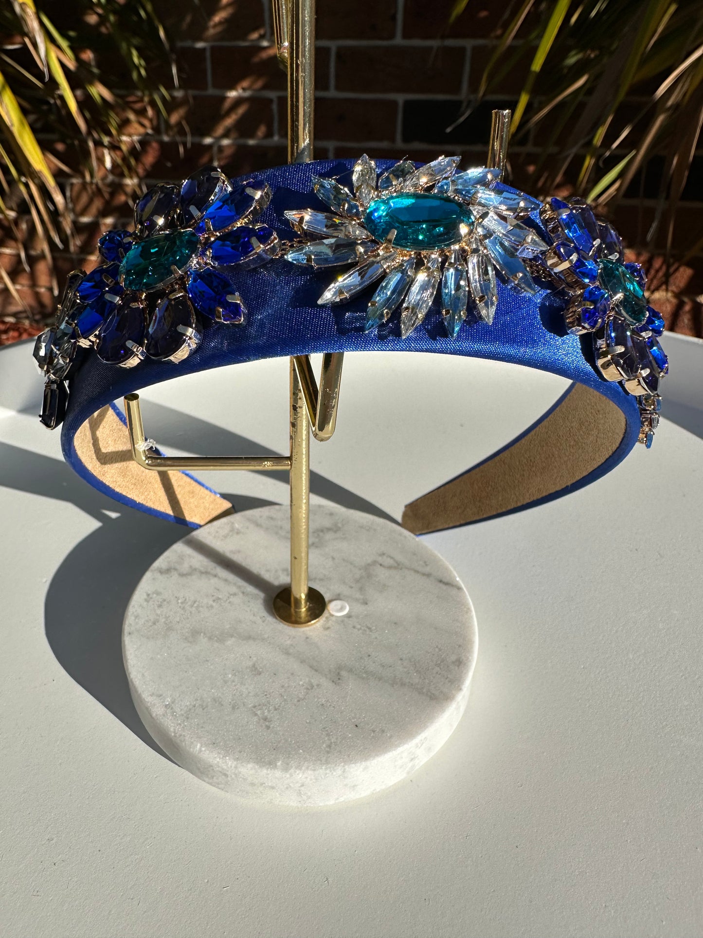 Blue Geometric Gem Stone Hairband