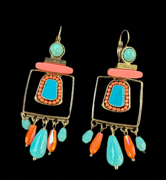 Bohemian Stone Drop Earrings