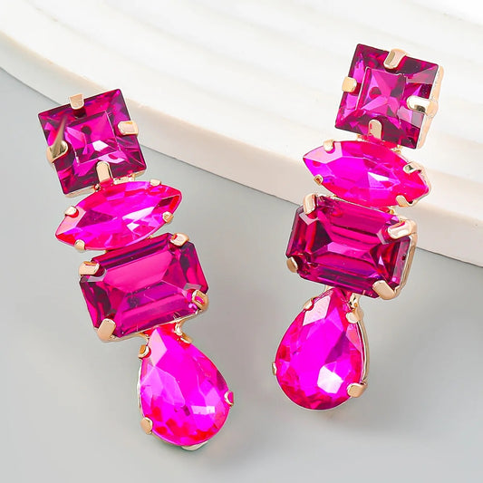 Pink Crystal Drop Earrings