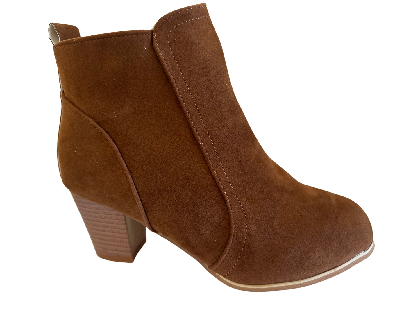 Brown/Tan Faux Suede Ankle Boots