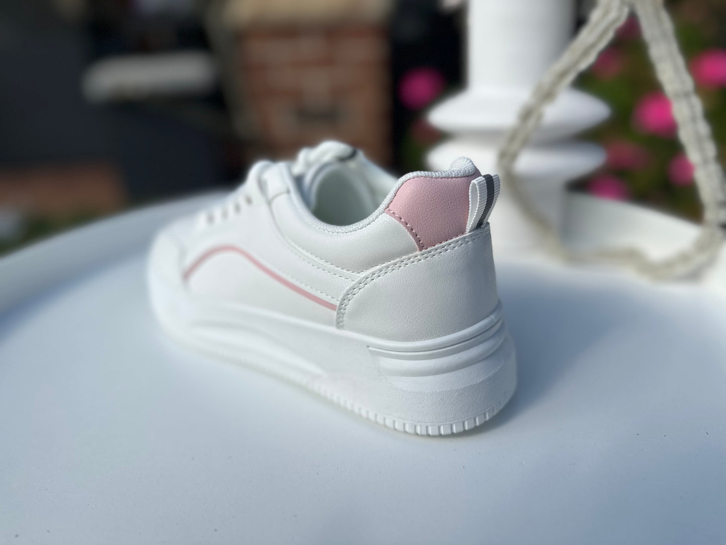 White Sneaker with Soft Pink Detail