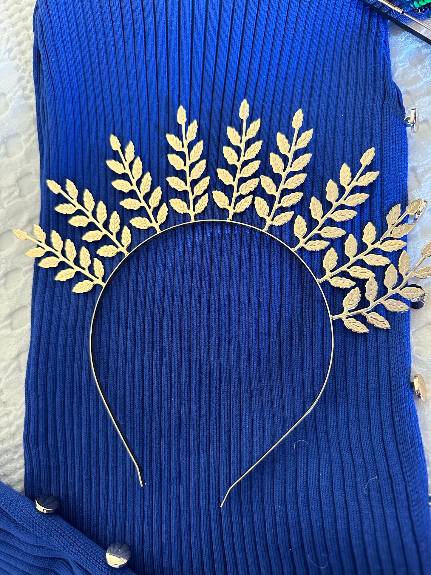 Gold leaf crown headband