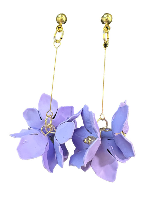 Floral Purple Pendant Earrings